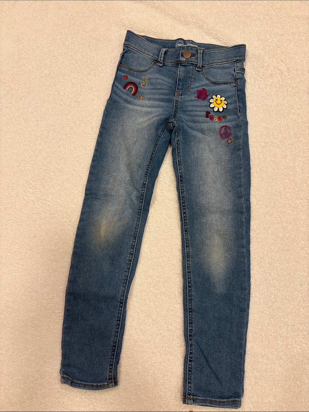 wonder nation Denim Skinny Jeans with Colorful Embroidered Motifs